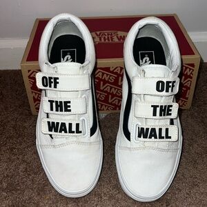 Vans White Sneakers with Black Stripe